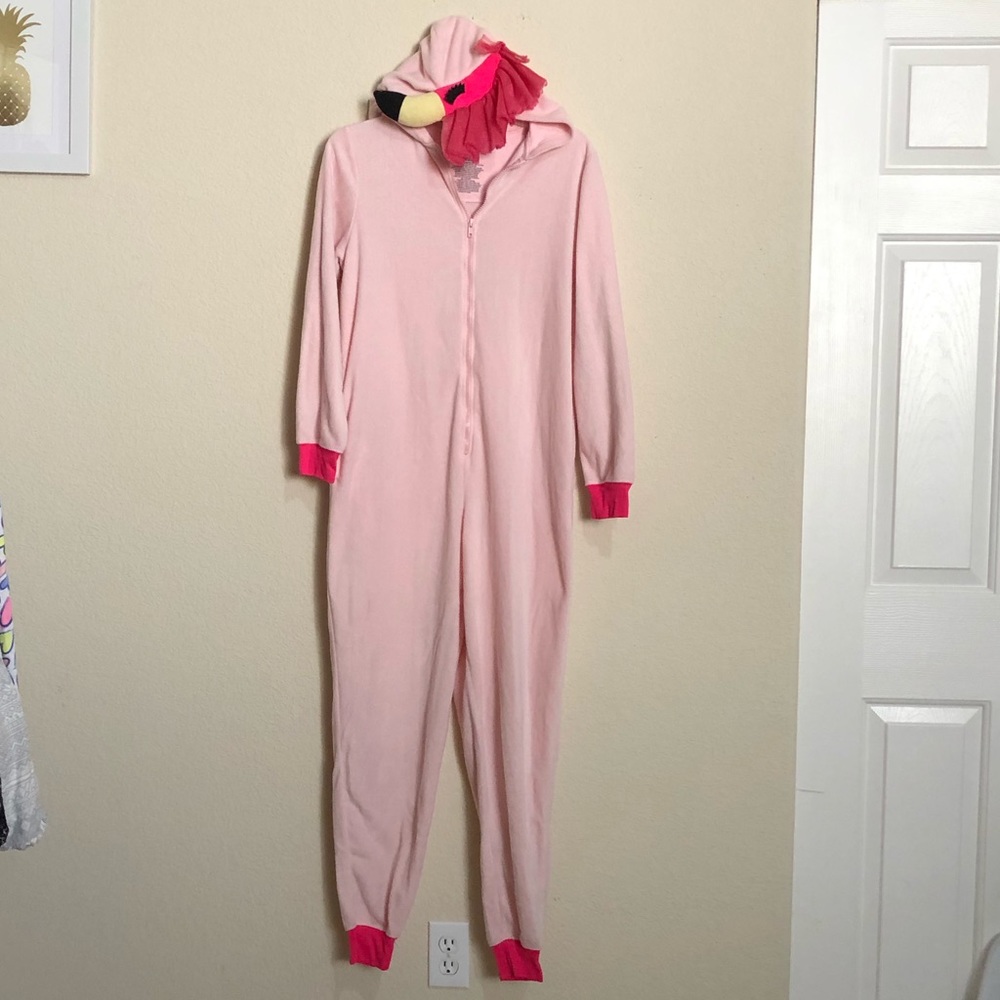 Pink Flamingo Pajama Onesie Halloween Costume  Fleece. Women’s